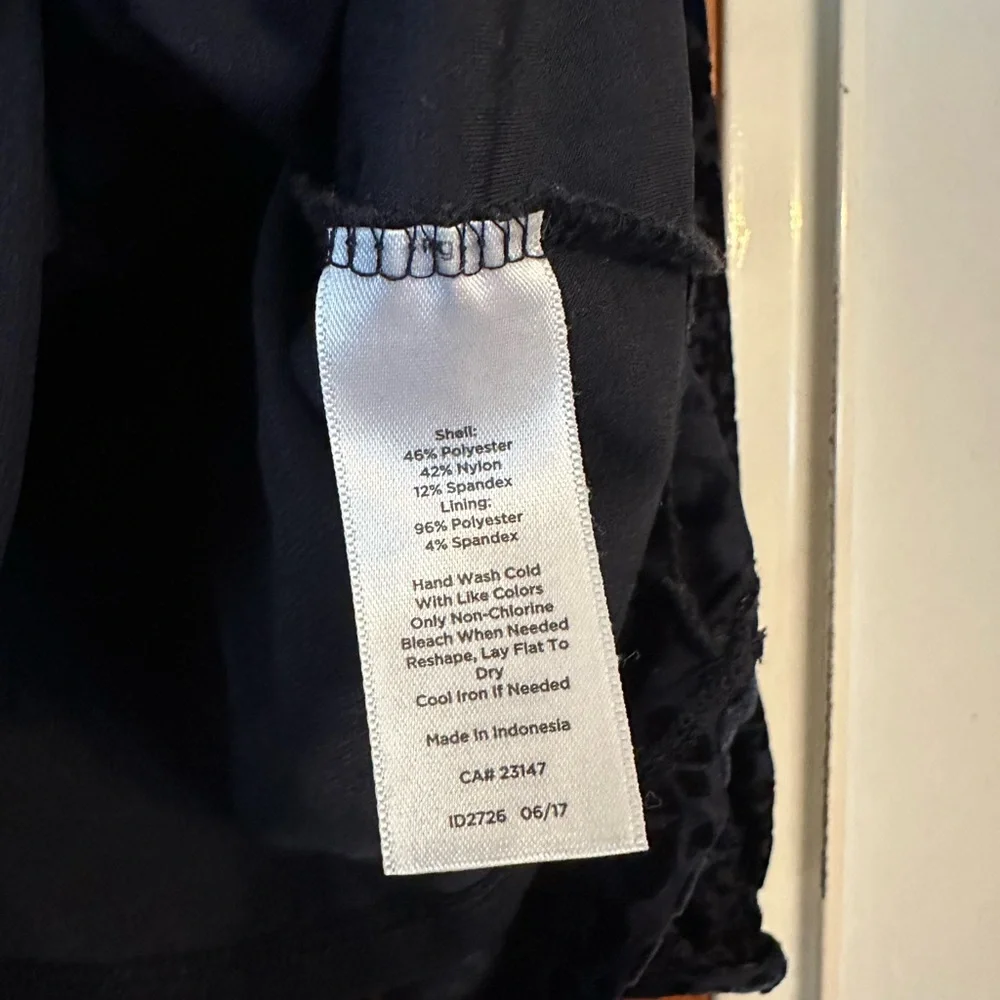 Talbots Women's Midnight Blue Patterned Velvet Blouse - Picture 3 of 5